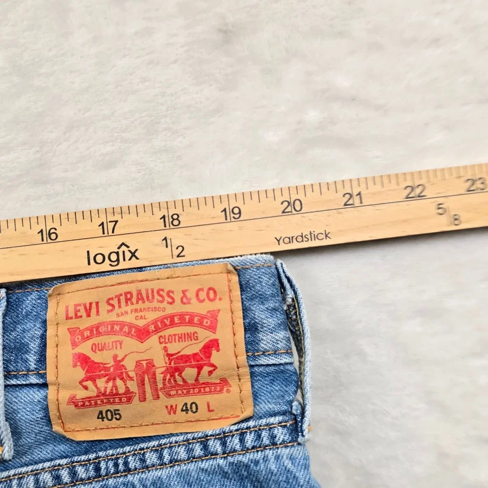 Levi's Denim Shorts Mens 40 Blue‎ 100% Cotton Casual 405 Standard Fit Jean 9